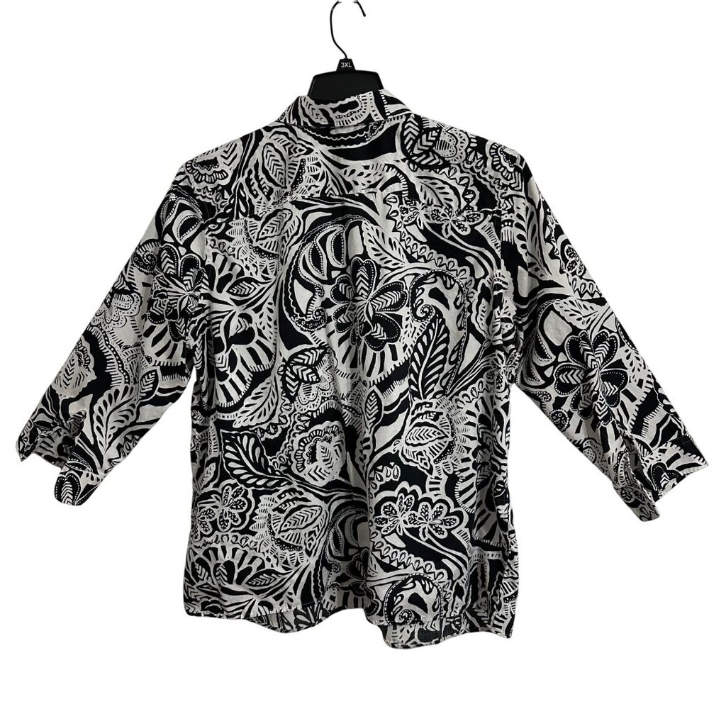 Lauren Ralph Lauren Womens Artsy Floral Button Up Top Black Lightweight 2X - Picture 2 of 12